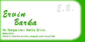 ervin barka business card